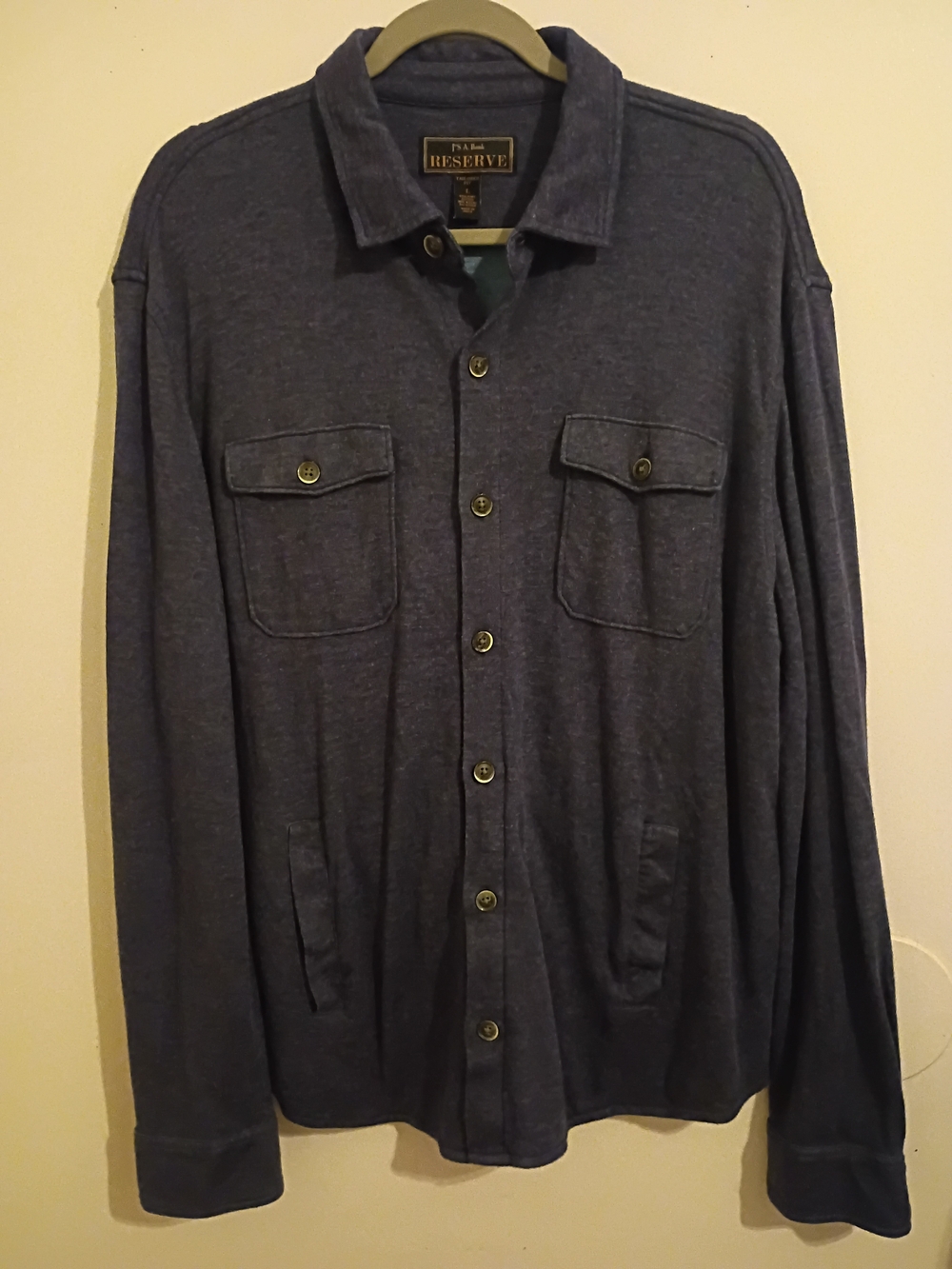 Jos. A. Bank Reserve Blue Lightweight Button-Front Shirt Jacket Sz L
